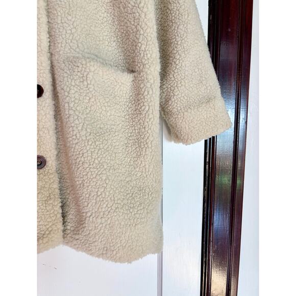 Loup Cream Neutral Shearling Teddy Coat (Made in USA)- Size Large, Minimalist - Picture 5 of 6